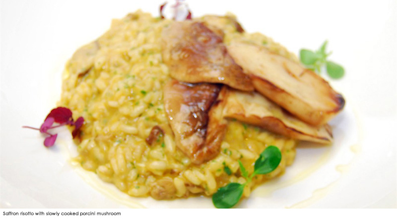 Saffron risotto with slowly cooked porcini mushroom